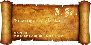 Metzinger Zsóka névjegykártya